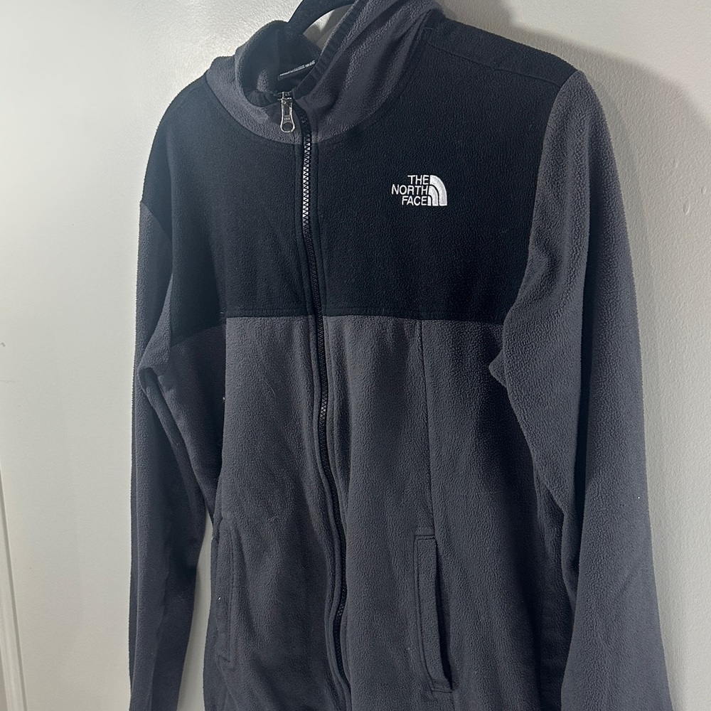 The North Face Two-Tone Black and Gray Fleece Jacket Boys XL Hooded - Picture 3 of 6
